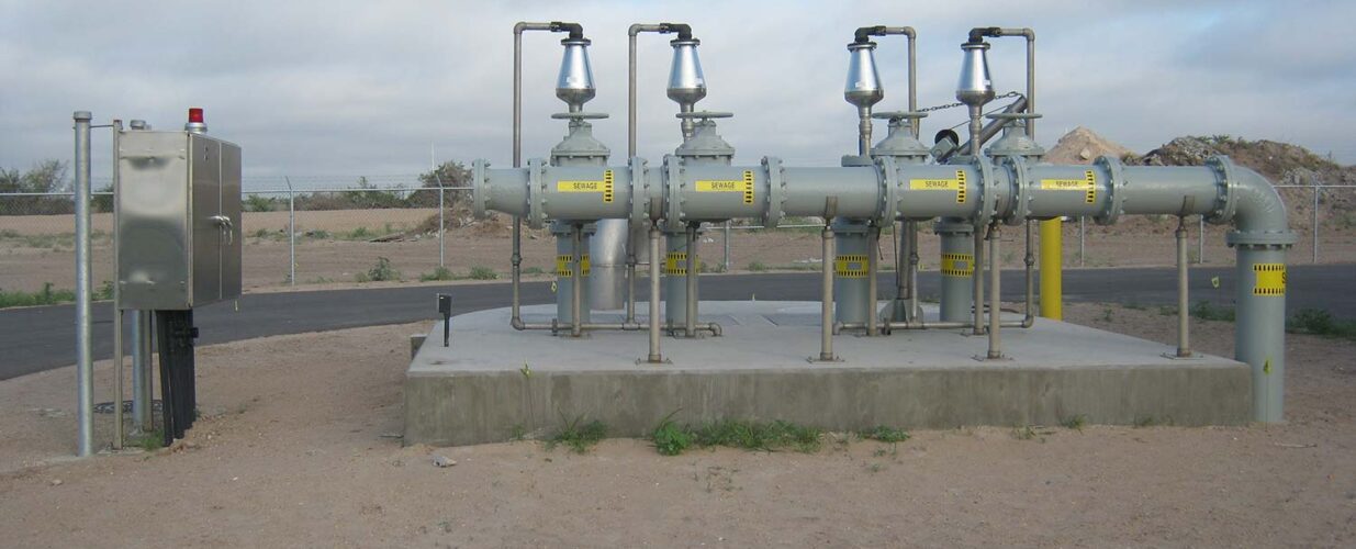 sewage pipes running into ground at Hidalgo MUD No 1